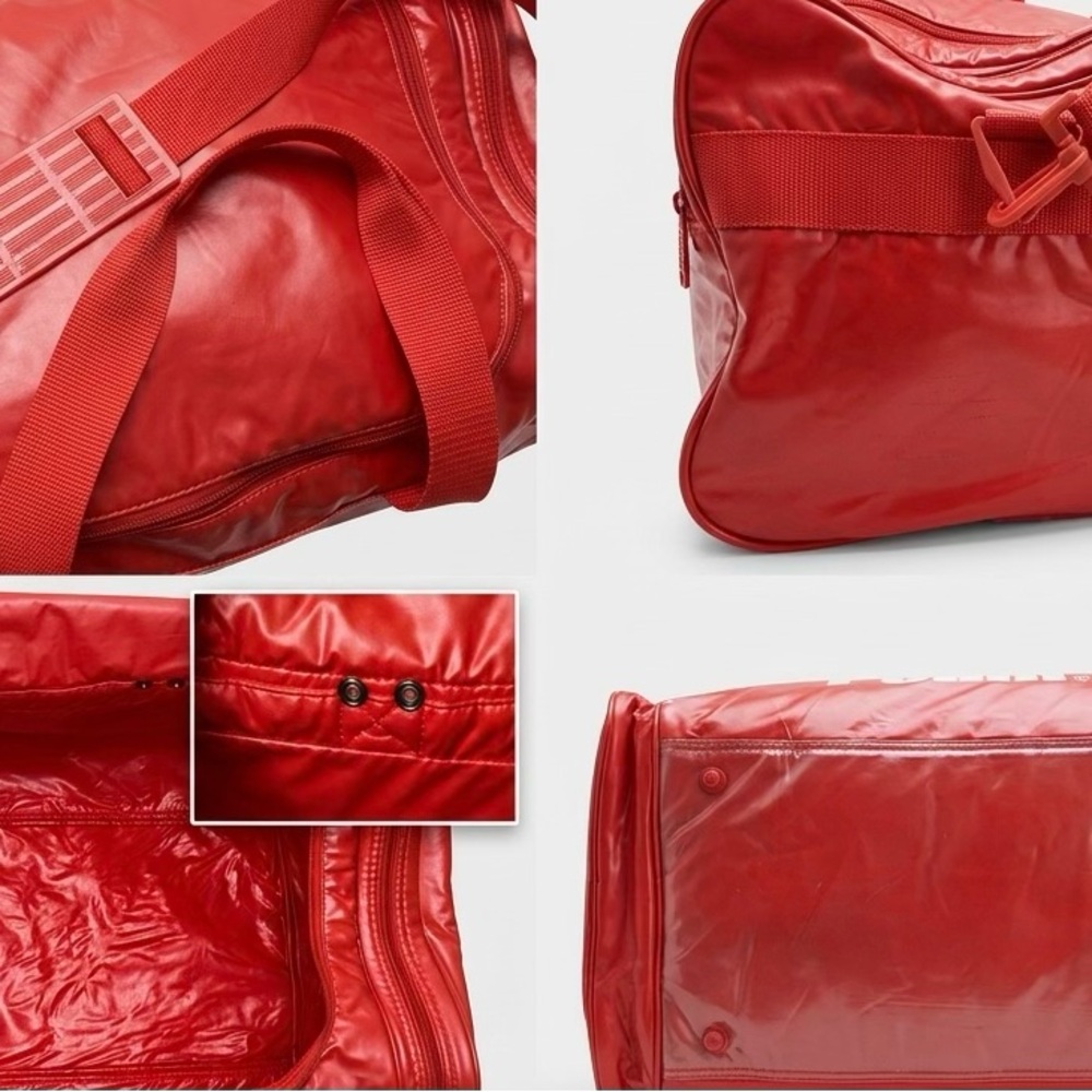 Vintage 80s PUMA Red Vinyl Duffle Bag Gym Travel Team Bag Retro RARE PVC - Picture 3 of 10